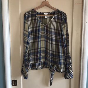 Sundance plaid bell sleeve top